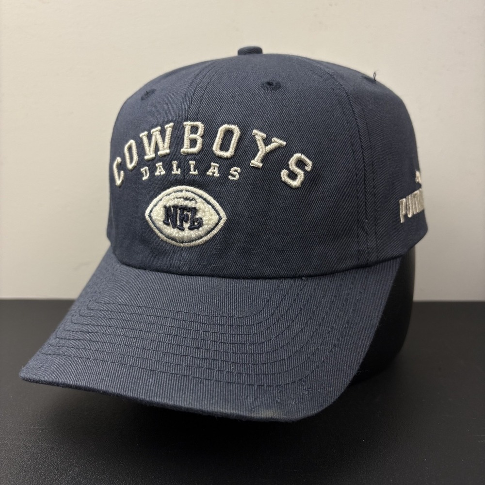 Vintage 90s Puma NFL Pro Line Dallas Cowboys Strapback Hat Navy Blue Cap